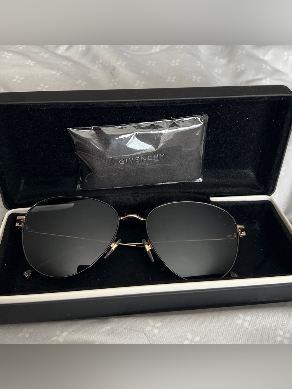 Givenchy Black and Gold Aviator Sunglasses
